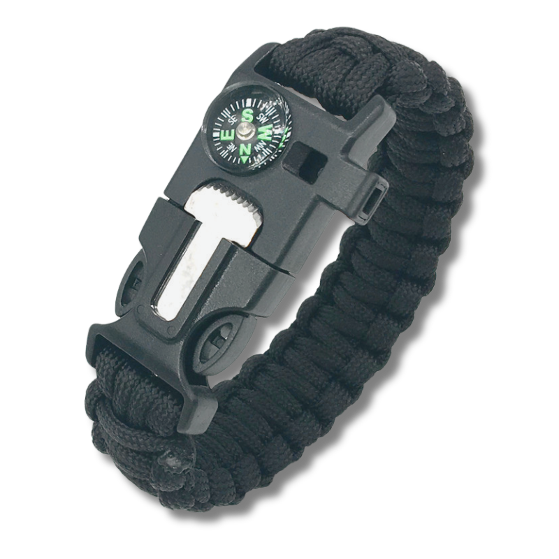 Överlevnadsarmband med kompass - Orange, Svart och Grön